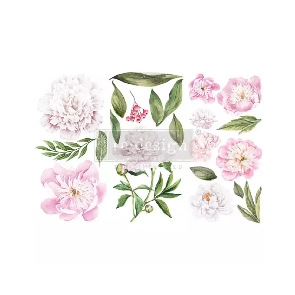 REDESIGN DECOR TRANSFERS "MORNING PEONIES" 15X30,5CM