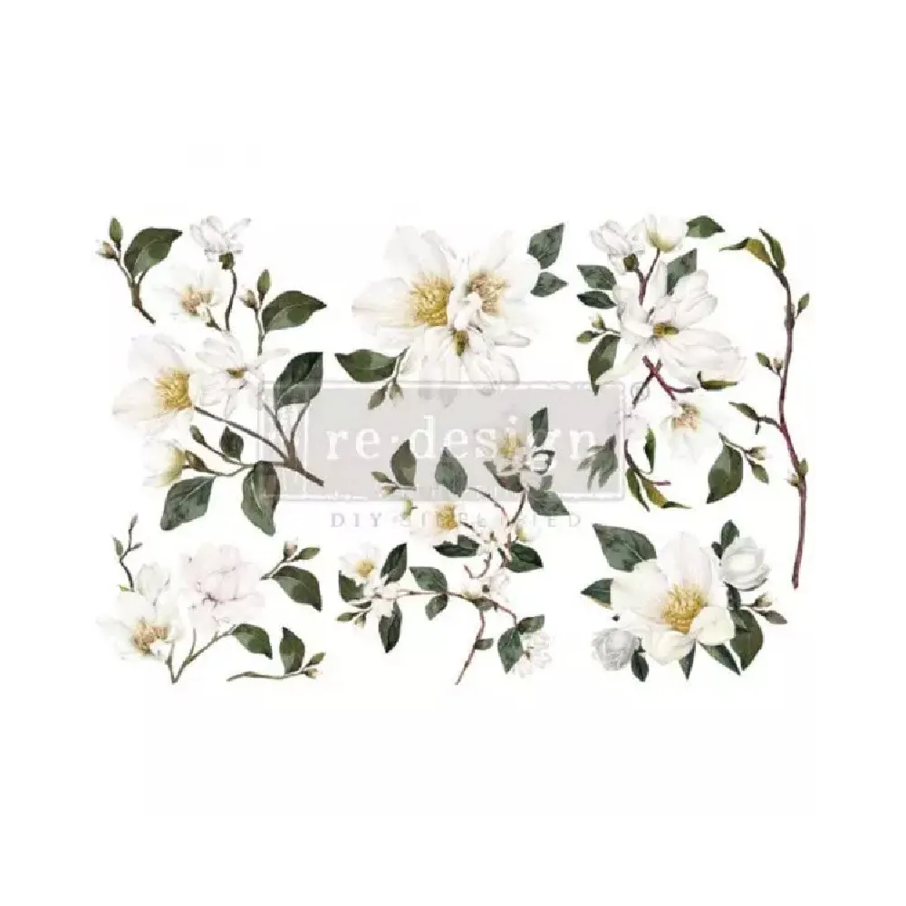 REDESIGN DECOR TRANSFERS "WHITE MAGNOLIA" 15X30,5CM
