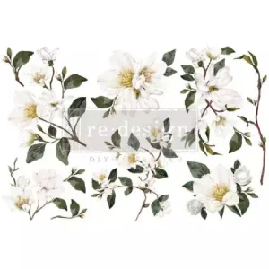 REDESIGN DECOR TRANSFERS "WHITE MAGNOLIA" 15X30,5CM