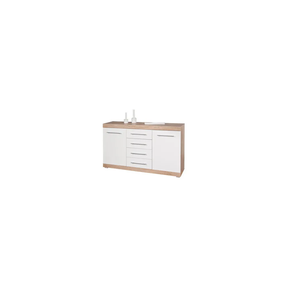 KIT BUFFET LUBLIN 4 ANTE + 2 CASSETTI ROVERE/BIANCO LACCATO