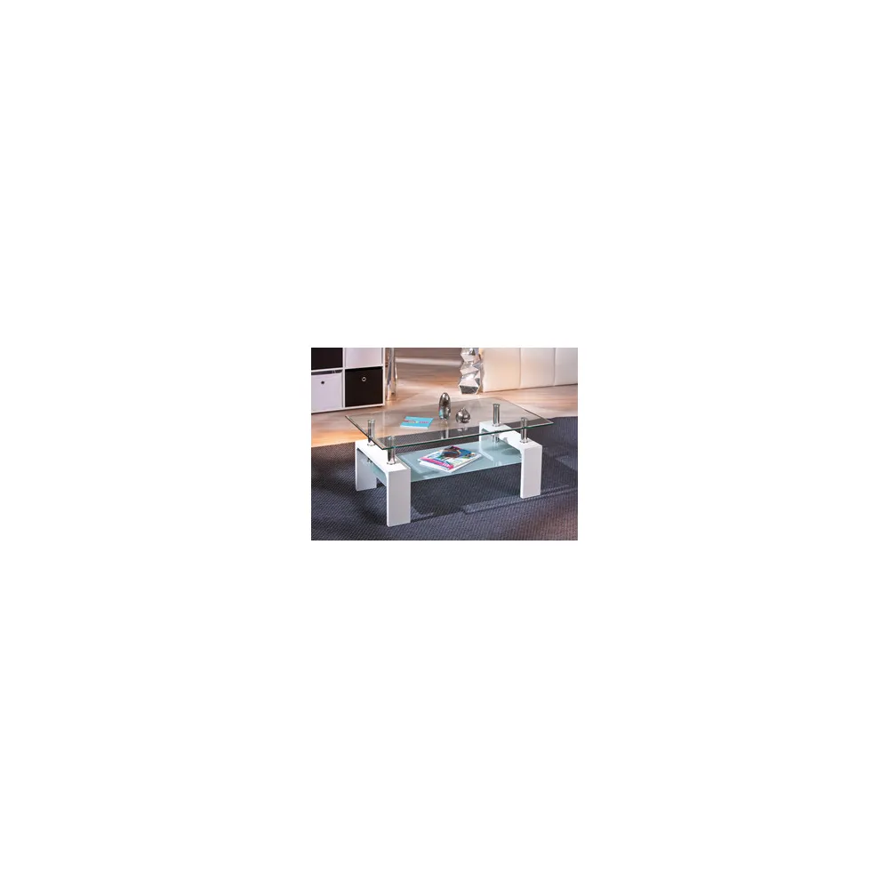 TAVOLO DOPPIO VETRO LACCATO BIANCO 100x60x45h  CM