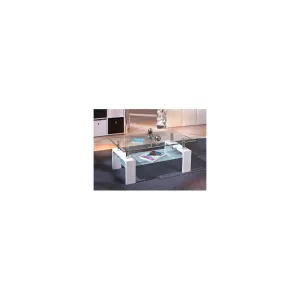 TAVOLO DOPPIO VETRO LACCATO BIANCO 100x60x45h  CM