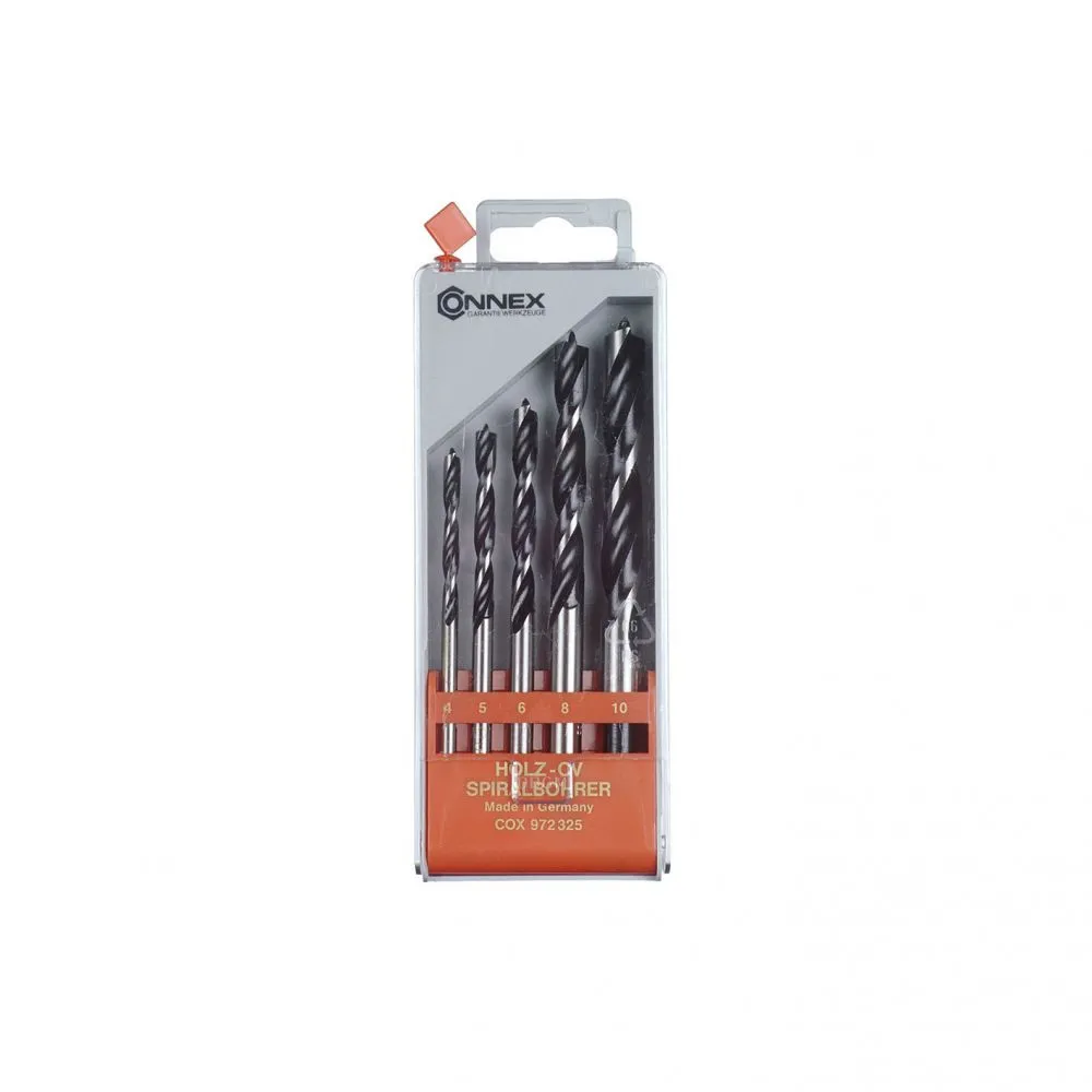 Set punte elicoidali per legno da Ø 4 a 10 mm. 5 pz.
