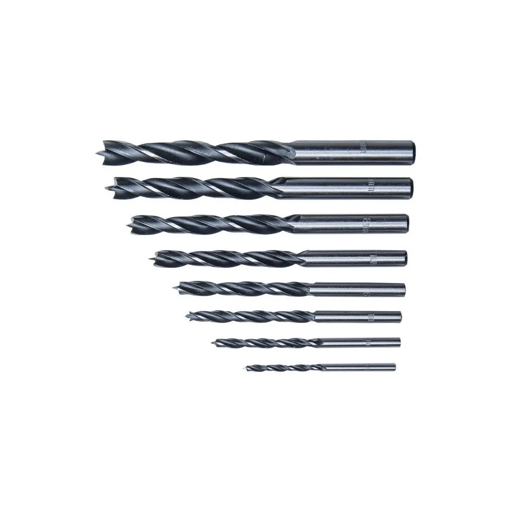 Set punte elicoidali per legno da Ø 3 a 10 mm. 8 pz. Set punte elicoidali per legno da Ø 3 a 10 mm. 8 pz.