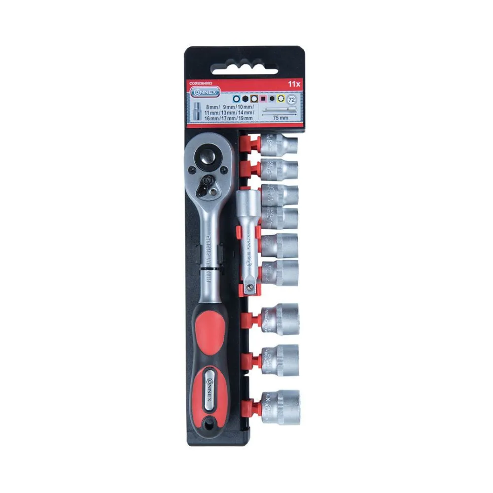 SET BUSSOLE CON CRICCHETTO 3/8 " (Comprende 11 Pezzi)