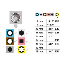 SET BUSSOLE CON CRICCHETTO 3/8 " (Comprende 11 Pezzi)