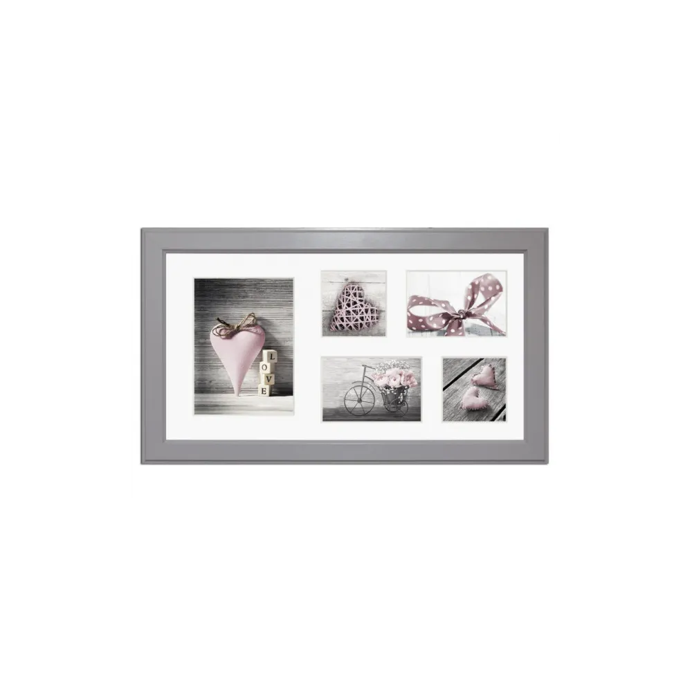 CORNICE MULTIFOTO IN LEGNO "MALMO" 23X46CM GRIGIO