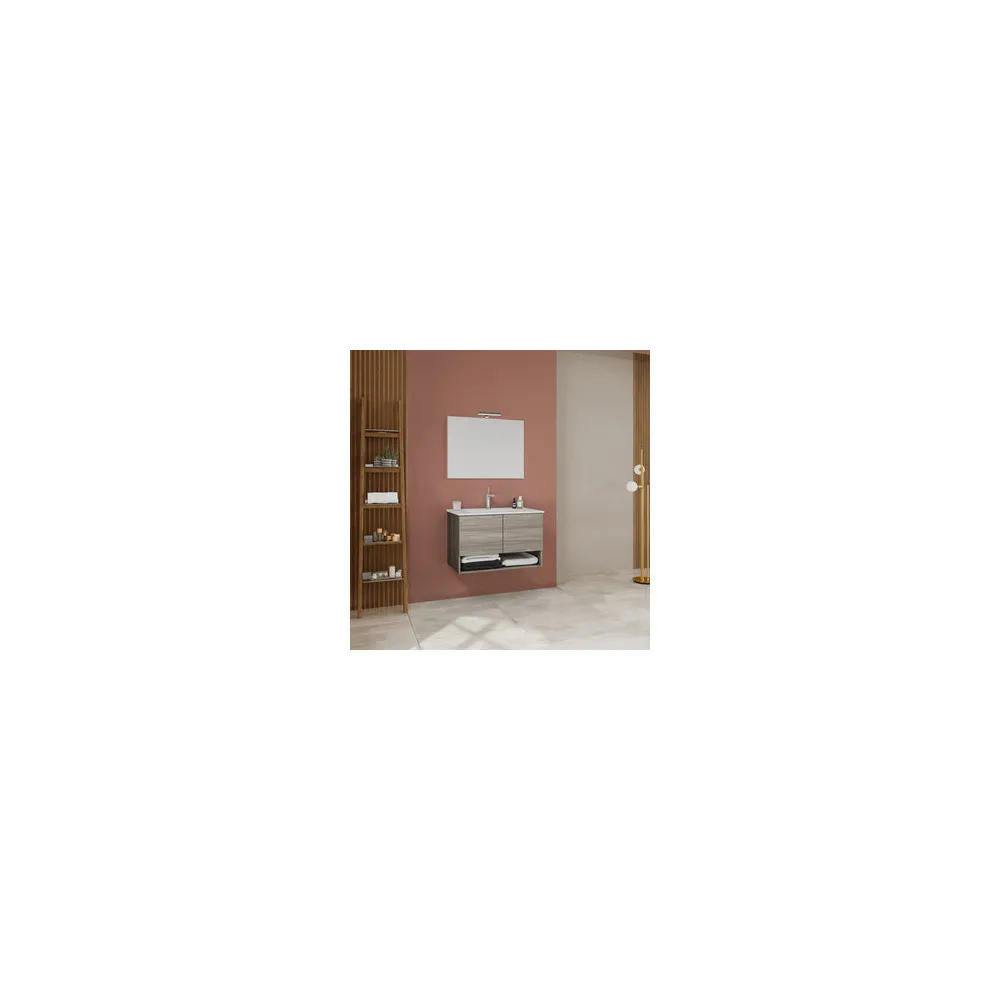 MOBILE BAGNO OSLO CM. 80 SOSPESO ROVERE GRIGIO
