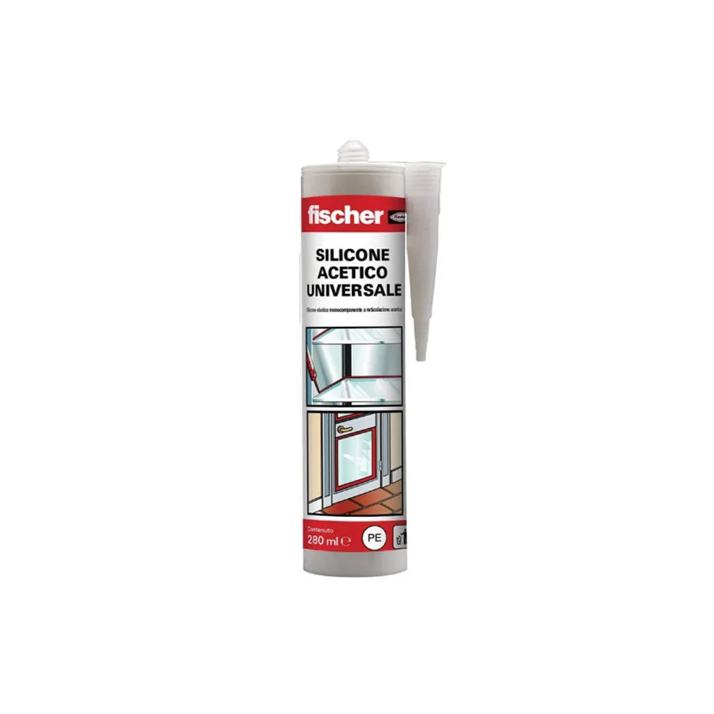 Silicone Fischer acetico bianco monocomponente antimuffa 280 ml Silicone Fischer acetico bianco monocomponente antimuffa 280 ml