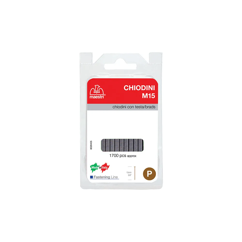 Chiodini M15 per fissatrici con testa - 15mm. 1700pz. Chiodini M15 per fissatrici con testa - 15mm. 1700pz.