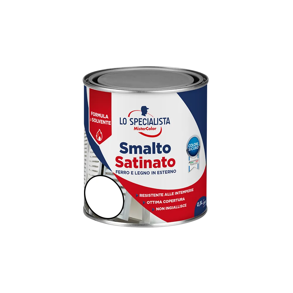SMALTO BRILLANTE - SATINATO A SOLVENTE BIANCO 0,50L SMALTO BRILLANTE - SATINATO A SOLVENTE BIANCO 0,50L