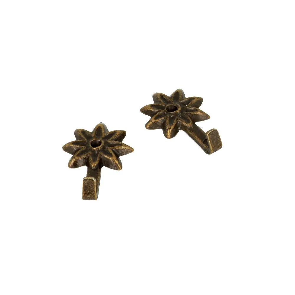 Ganci per quadri modello "Fiore" 23 x 46 mm. finitura bronzata 5 pz. Ganci per quadri modello "Fiore" 23 x 46 mm. finitura bronzata 5 pz.