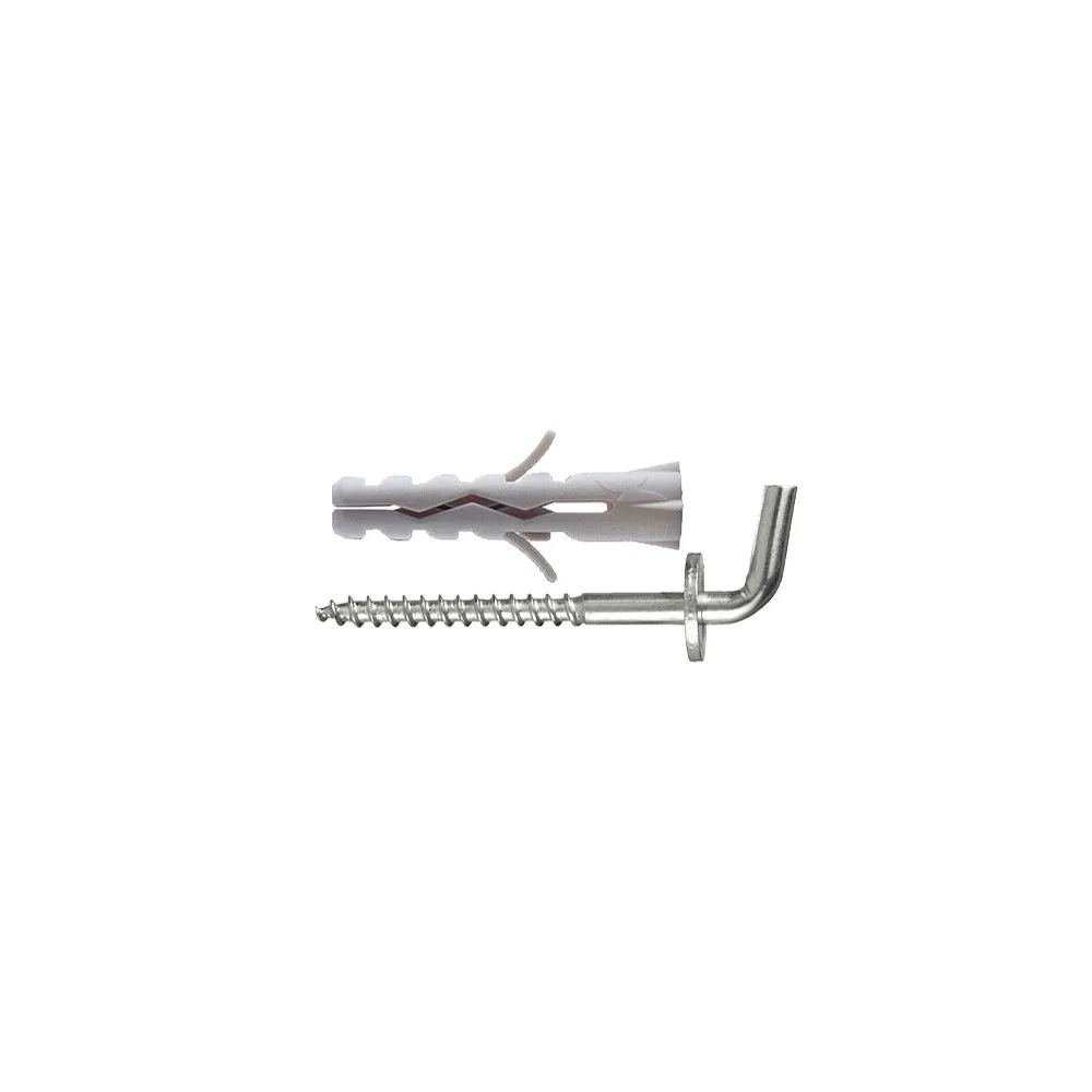 Tasselli in nylon Ø 6 x 30 senza collarino con gancio corto a vite 12 pz.