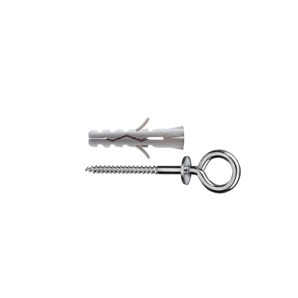 Tasselli in nylon Ø 6 x 30 senza collarino con occhiolo chiuso