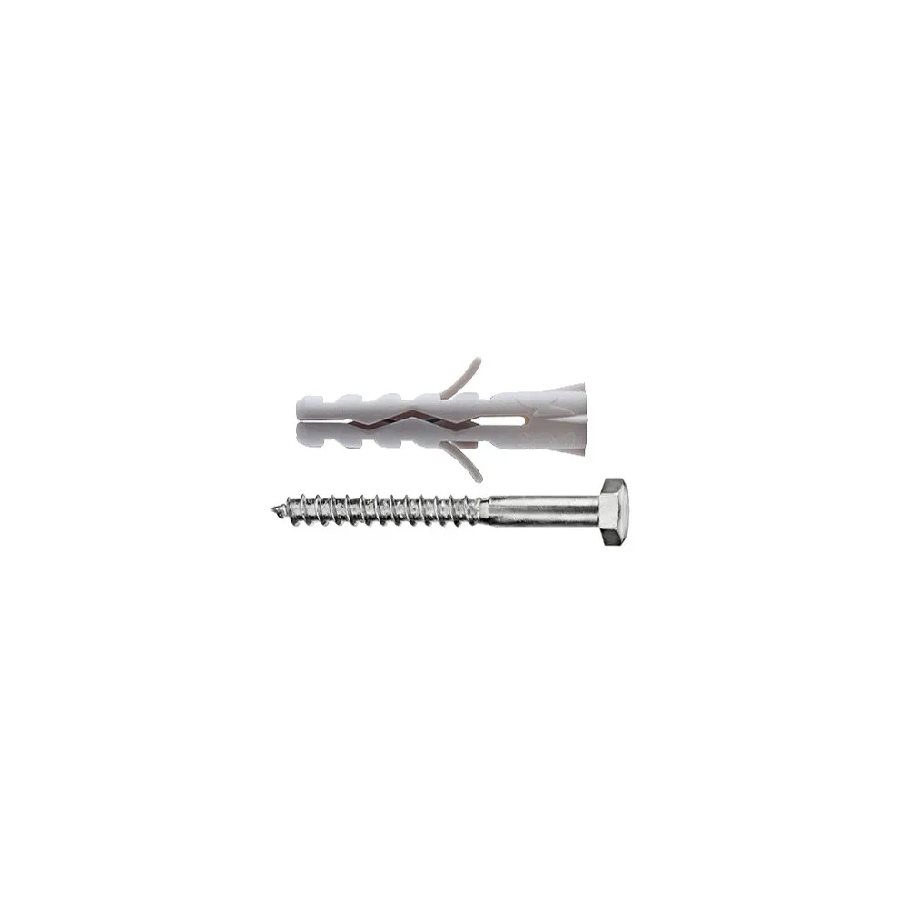 Tasselli in nylon Ø 10 x 50 senza collarino con vite testa esagonale 4pz.