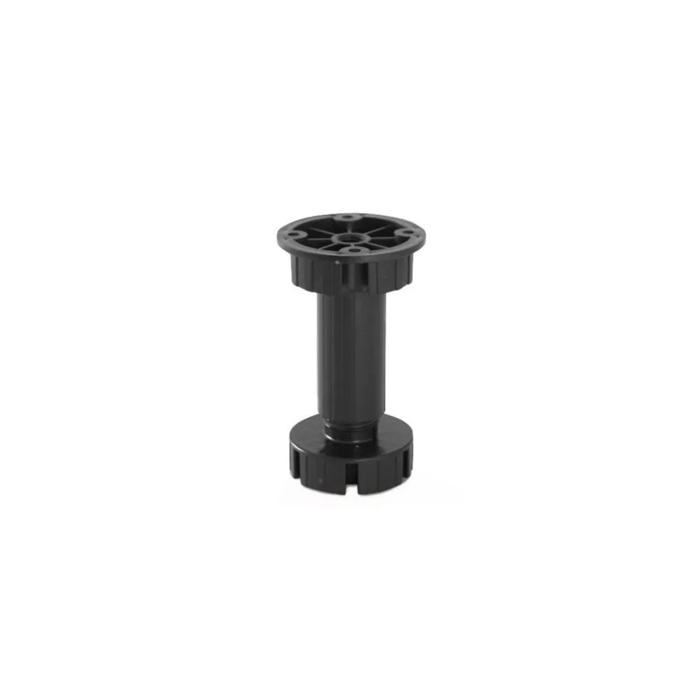 Piede Tondo Regolabile in Plastica Ø 28 - H. 100 mm Nero - Senza Vite