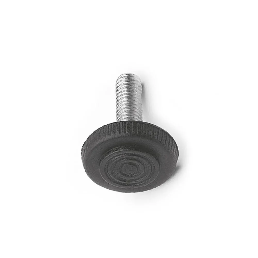 Piede tondo regolabile in acciaio base in plastica Ø28 mm - M8X22 - 4pz nero Piede tondo regolabile in acciaio base in plastica Ø28 mm - M8X22 - 4pz nero
