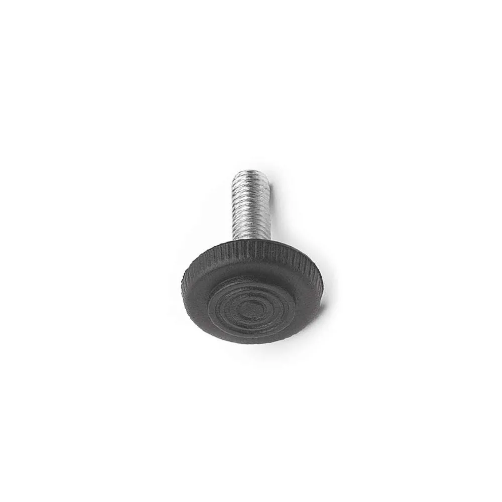 Piede tondo regolabile in acciaio base in plastica Ø32mm - M10 x 25 - 4pz nero Piede tondo regolabile in acciaio base in plastica Ø32mm - M10 x 25 - 4pz nero