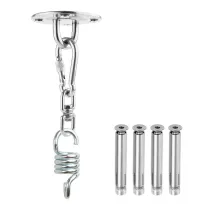 GANCIO GIREVOLE PER ANCORAGGIO A SOFFITTO BASE TONDA ACCIAIO INOX + KIT FISSAGGIO