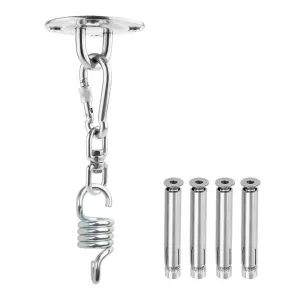 GANCIO GIREVOLE PER ANCORAGGIO A SOFFITTO BASE TONDA ACCIAIO INOX + KIT FISSAGGIO