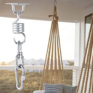 GANCIO GIREVOLE PER ANCORAGGIO A SOFFITTO BASE TONDA ACCIAIO INOX + KIT FISSAGGIO