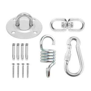 GANCIO GIREVOLE PER ANCORAGGIO A SOFFITTO BASE TONDA ACCIAIO INOX + KIT FISSAGGIO
