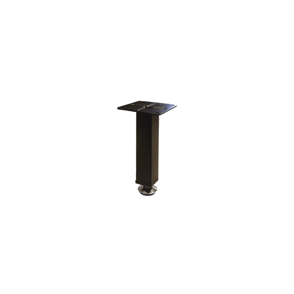 Piedino quadro regolabile, con flangia - Ø 25x25 - H.100 mm. - nero