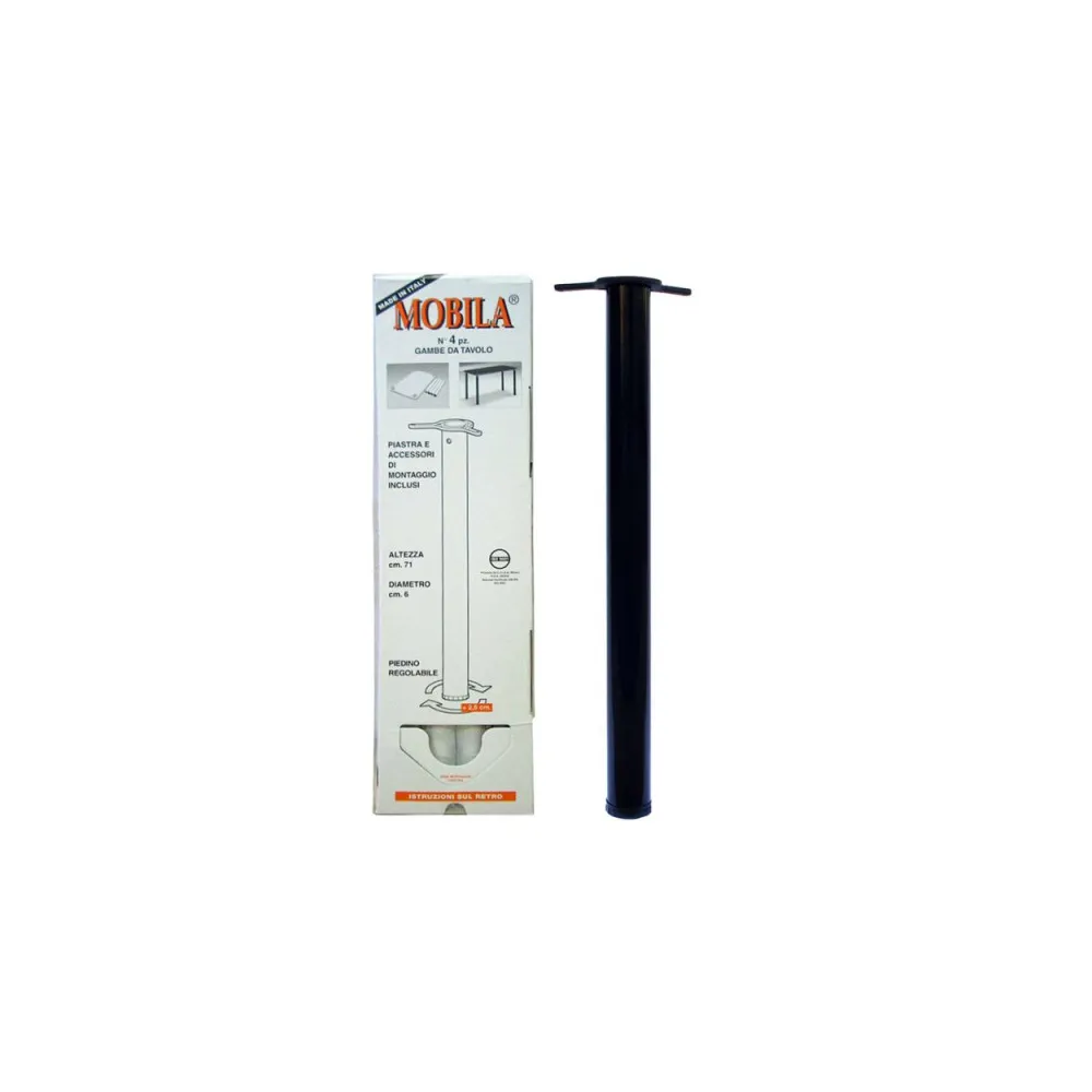 KIT GAMBE TAVOLO NERE 60X710 pz4 KIT GAMBE TAVOLO NERE 60X710 pz4