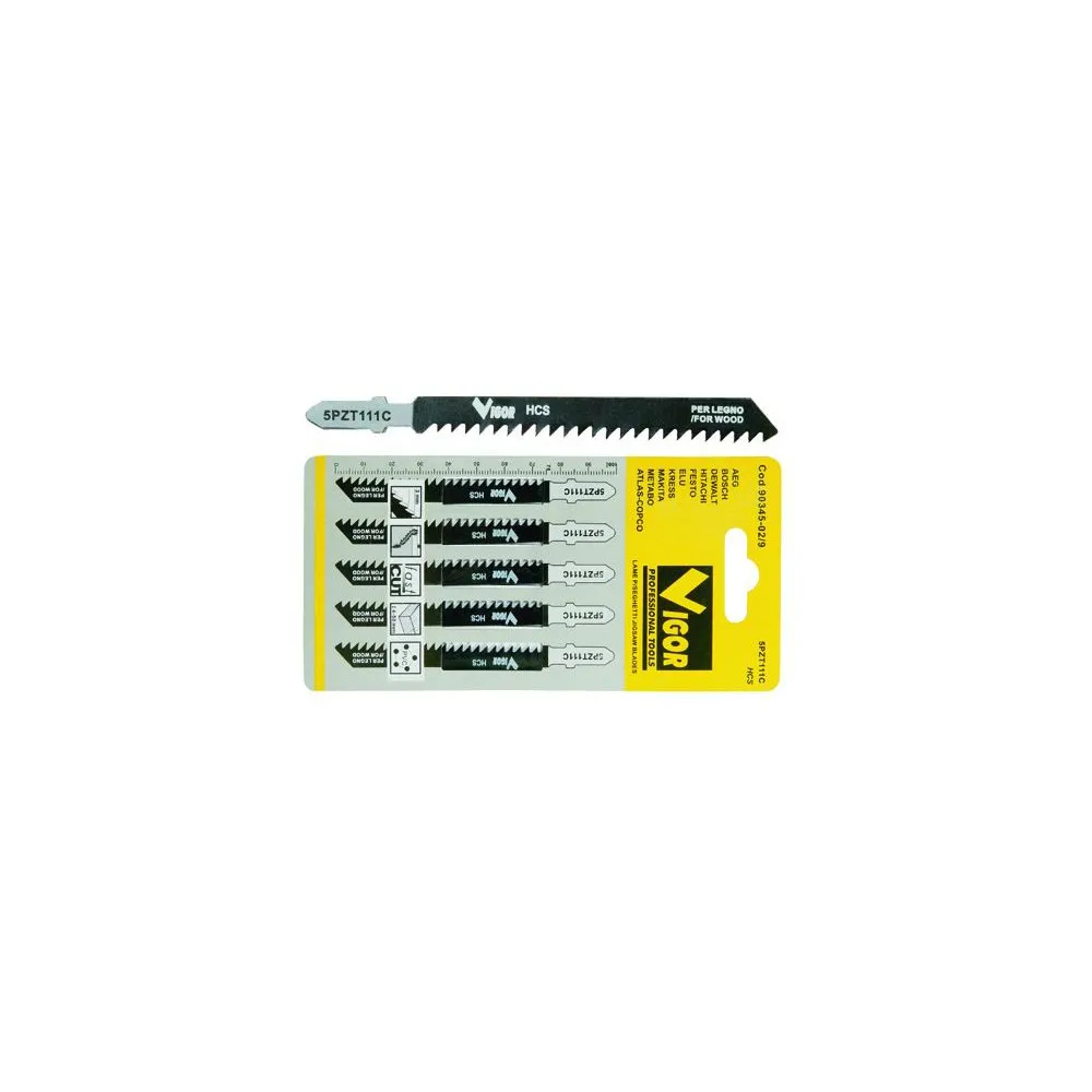 LAME PER SEGHETTI VIGOR ATTACCO BOSCH LEGNO/PVC 5PZ - T111C