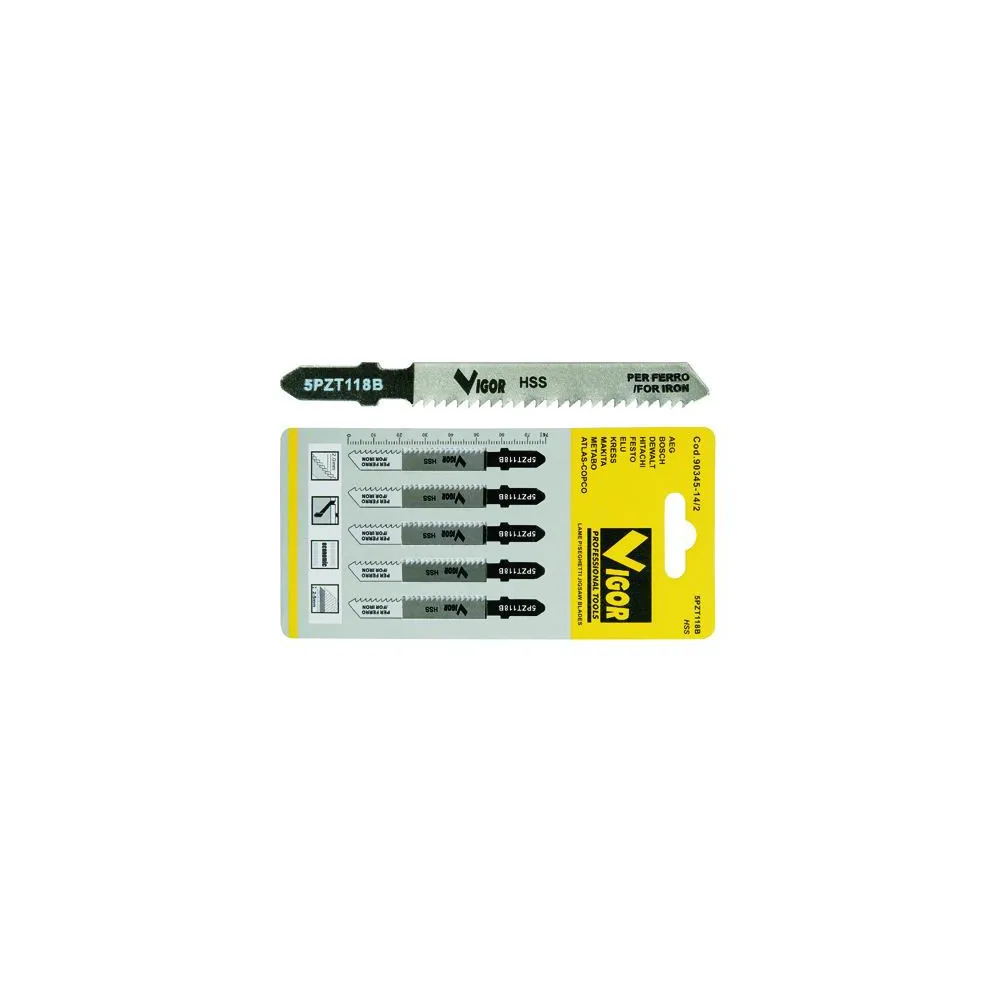 LAME PER SEGHETTI VIGOR ATTACCO BOSCH ME/FINI 5PZ - T118B