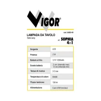 LAMPADA DA TAVOLO VIGOR LED SOPHIA 4IN1 130LM BIANCA