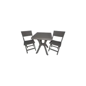 SET 'DUETTO RESINA' TAVOLO + 2 SEDIE TORTORA