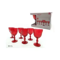 SET 6 CALICI IN VETRO ROSSI 30CL H.16,4CM