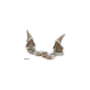 PERSONAGGIO DECORAZIONE NATALIZIA BIMBA SEDUTA CON CAPPELLO BEIGE H 30CM