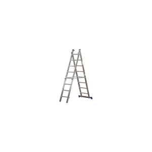 SCALA ALLUMINIO AZZURRA 8+8 GRADINI 250-390 CM