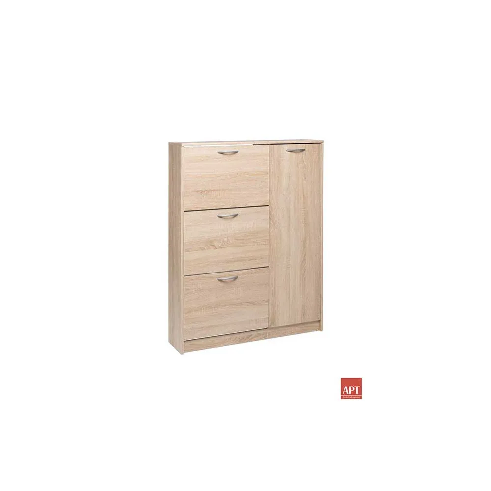SCARPIERA ROVERE 3 ANTE CON DOPPIA PROFONDITÀ 1 ANTA+2MENSOLE 95X25X129CM