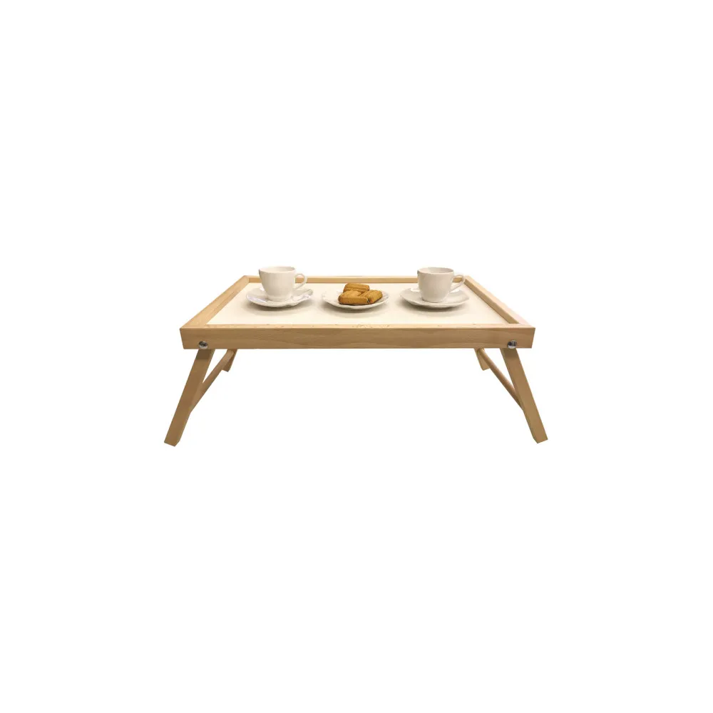Vassoio iris legno naturale con piedi da letto50x33cm