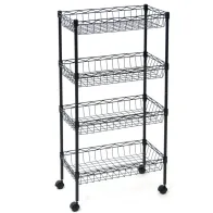 CARRELLO DA CUCINA 45X25X85CM 4 CESTE IN METALLO DERBY NERO
