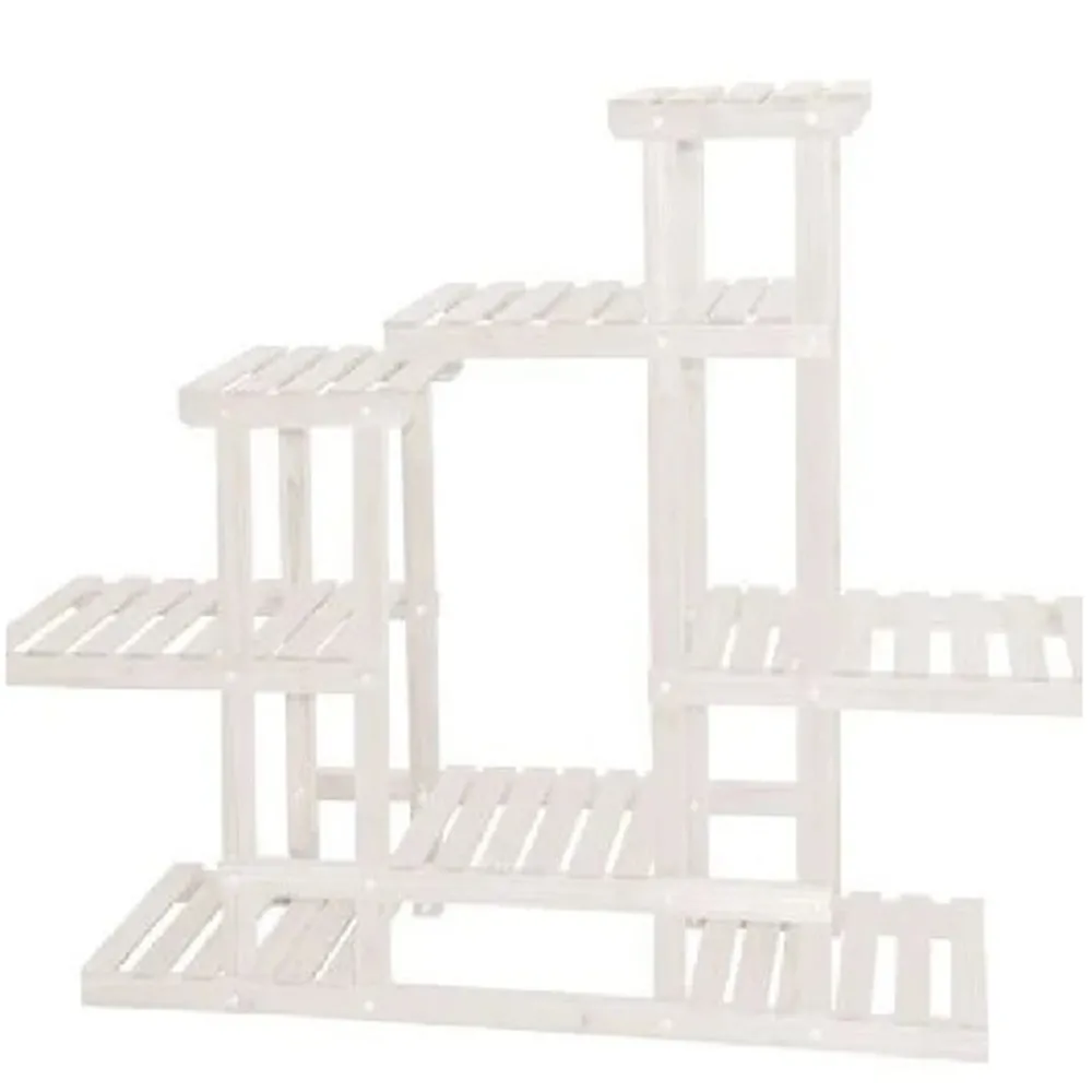 FIORIERA PORTAVASI IN LEGNO 120X98CM 8 POSTI BIANCO