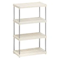 SCAFFALE 4 RIPIANI 42X22X80CM IN METALLO E PLASTICA WILL SILVER/BIANCO
