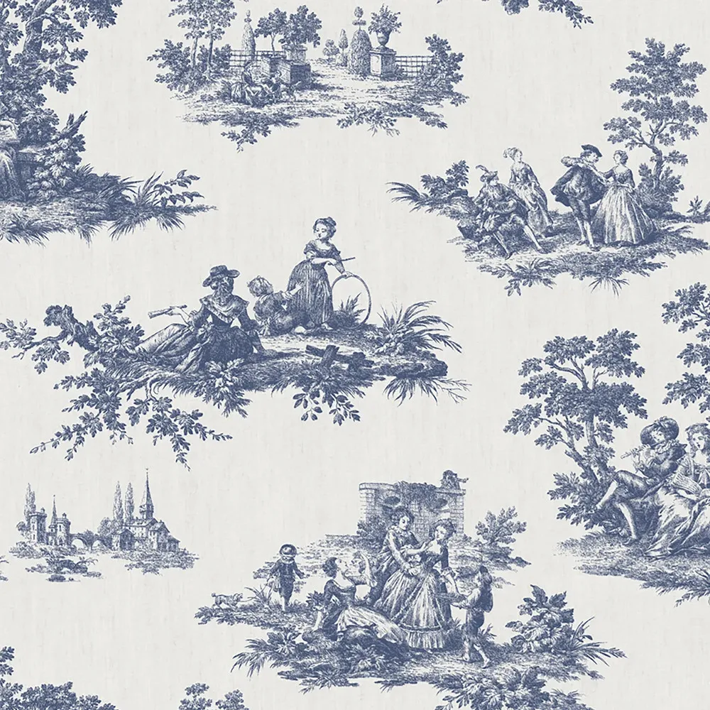 CARTA DA PARATI "TOILE DE JOUY ARMONIA BLU" A METRAGGIO O ROTOLO