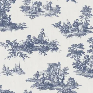 CARTA DA PARATI "TOILE DE JOUY ARMONIA BLU" A METRAGGIO O ROTOLO