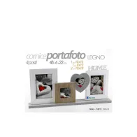 CORNICE PORTAFOTO A 4 POSTI LEGNO 48x6x22CM