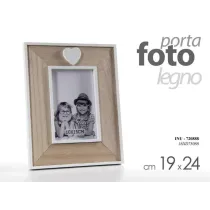 CORNICE PORTAFOTO CON CUORE DIMENSIONE 24x19 LEGNO BIANCO E MARRONE