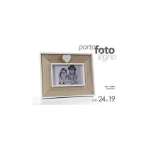 CORNICE PORTAFOTO CON CUORE DIMENSIONE 24x19 LEGNO BIANCO E MARRONE
