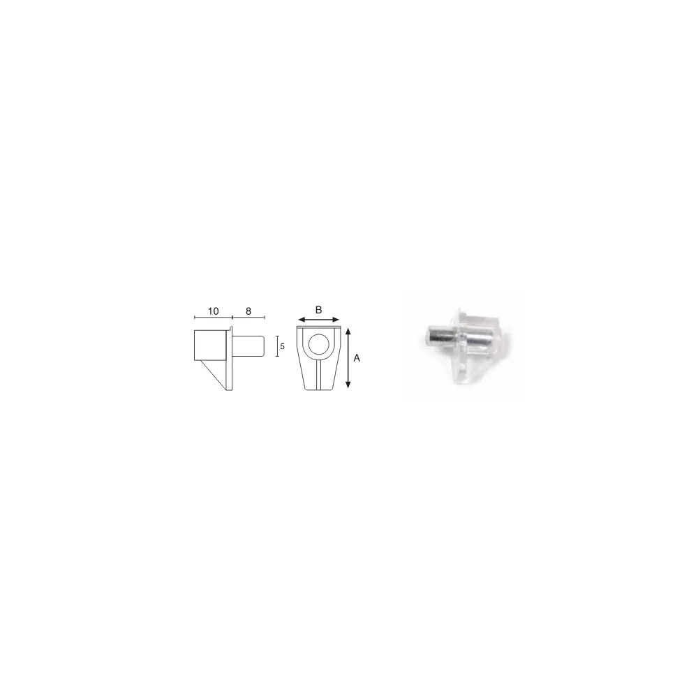 REGGIPIANO ANTIURTO IN PLASTICA 16 mm (A) x 11 mm (B) Trasparente REGGIPIANO ANTIURTO IN PLASTICA 16 mm (A) x 11 mm (B) Trasparente
