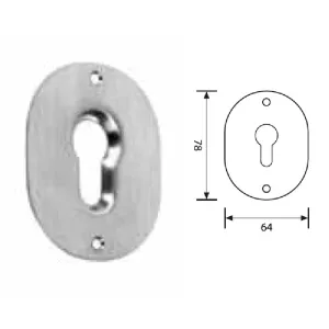 BOCCHETTA FORO CILINDRO CON INCAVO 64x78MM CROMOSATINATA