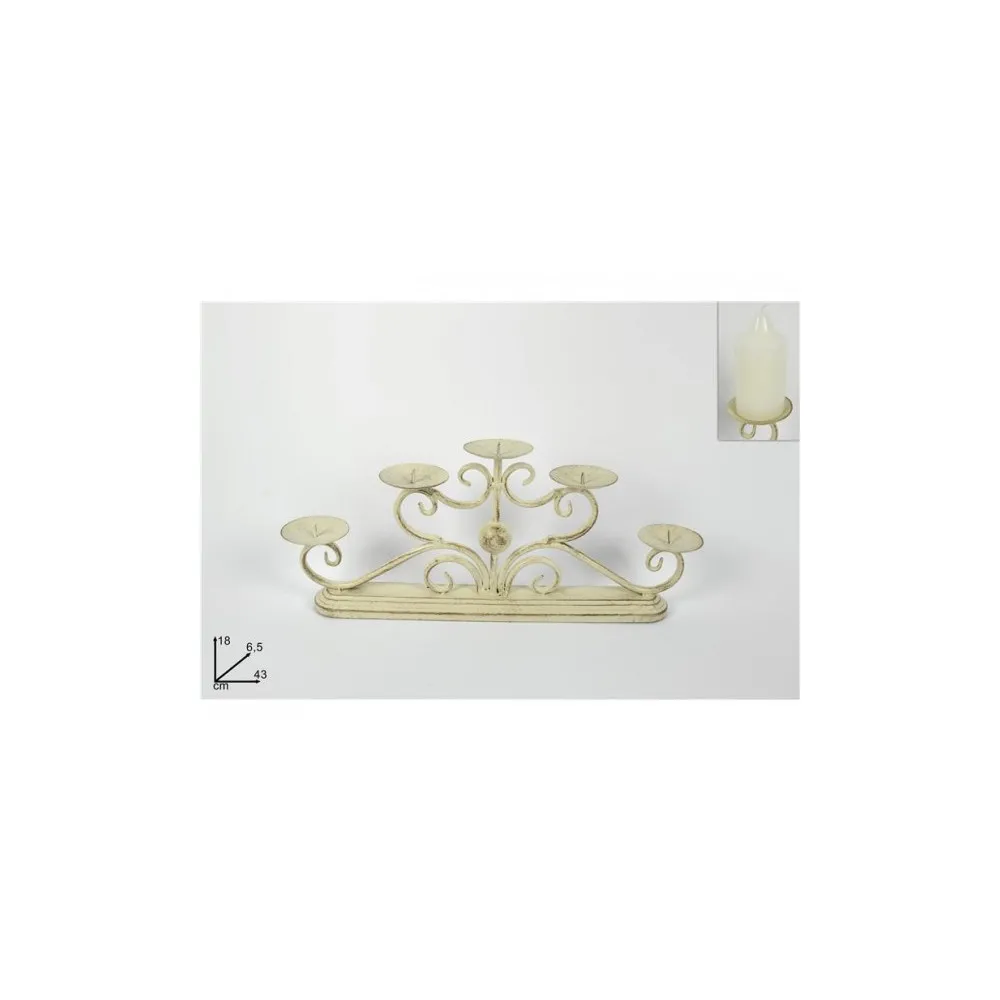 CANDELIERE IN FERRO 5FORI BEIGE