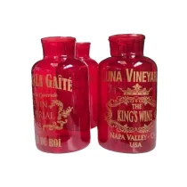 BOTTIGLIA VETRO ROSSA SCRITTA ORO D13 x H25.5 cm