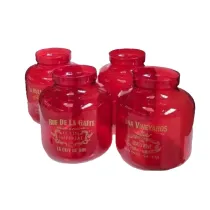 BOTTIGLIA VETRO ROSSA SCRITTA ORO D6.5 x H19.5 cm